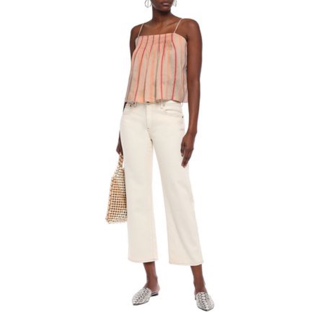NWT JOIE Striped Linen Blend Ariza‎ Trapeze Top L